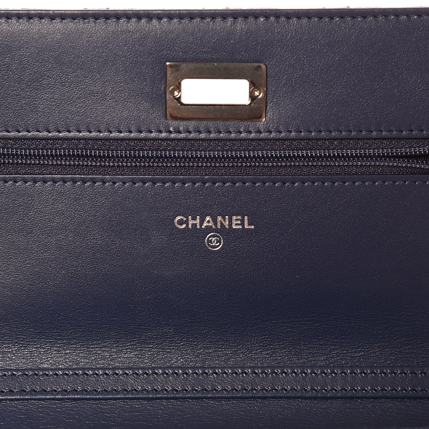 Chanel Canvas Printed Quilted 2.55 Reissue Wallet On Chain WOC White Black Navy Blue 9 of 14