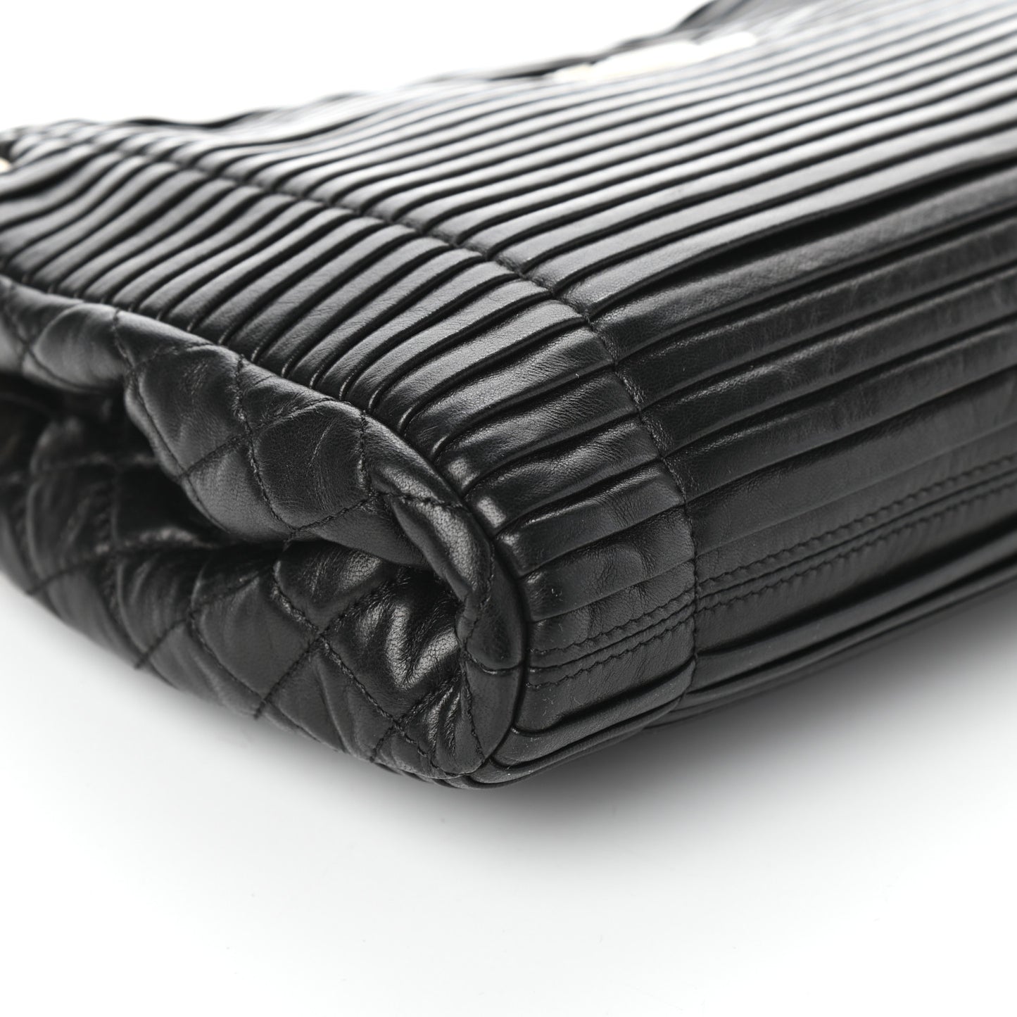 Lambskin Pleated Shoulder Bag Black