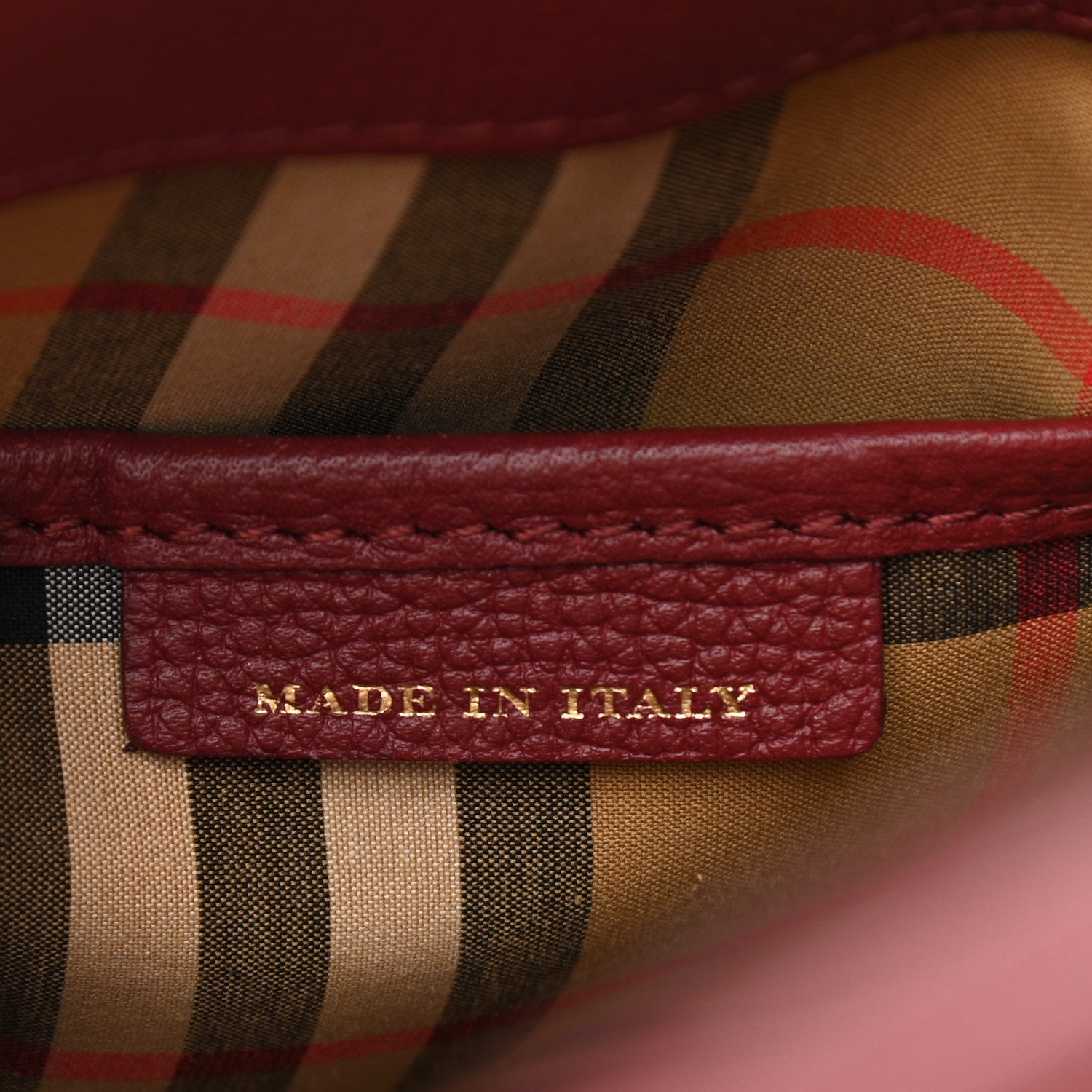Burberry Derby Calfskin House Check Small Banner Tote Russet Red 7 of 13