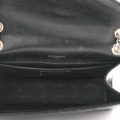 Saint Laurent Grain De Poudre Textured Mixed Matelasse Triquilt Medium Monogram Satchel Black 5 of 12