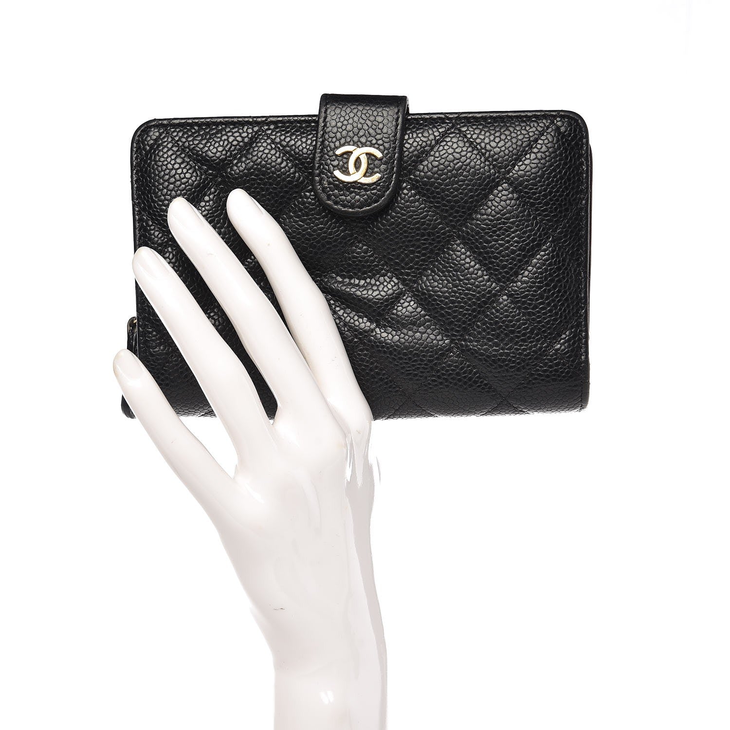 Chanel Caviar Quilted Zipped Pocket Wallet Black 2 of 15