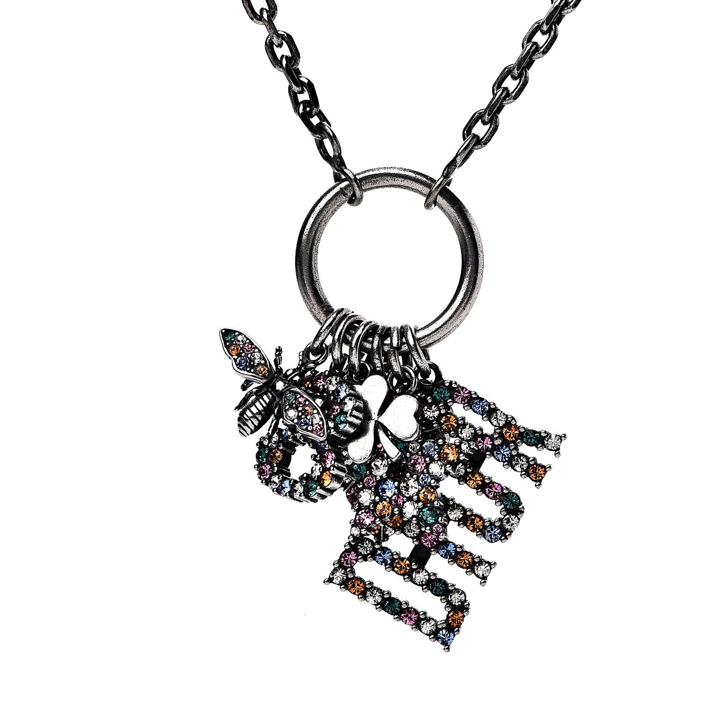 Metal Crystal Charms Necklace Multicolor