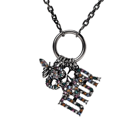Christian Dior Metal Crystal Charms Necklace Multicolor 2 of 3