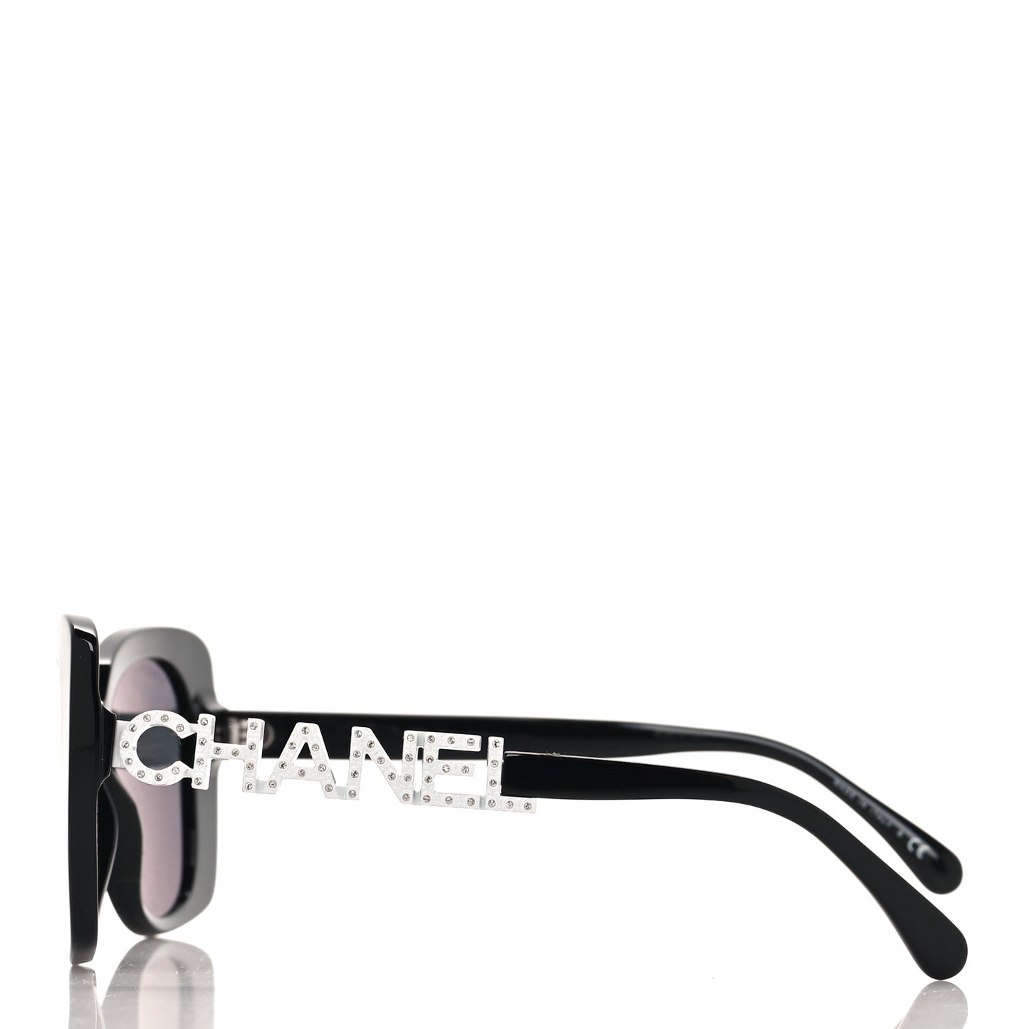 Acetate Strass Square Sunglasses 5422-B-A Black White