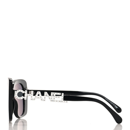 Chanel Acetate Strass Square Sunglasses 5422-B-A Black White 3 of 9