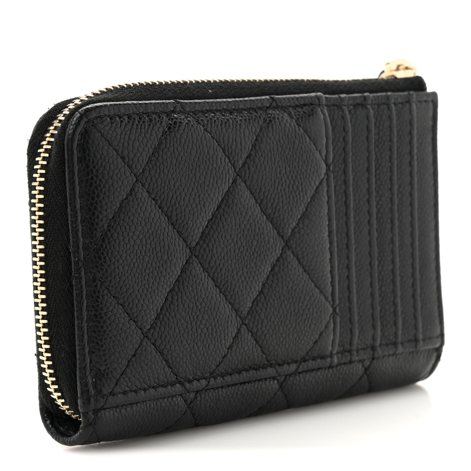 Chanel Caviar Quilted CC Zip Around Card Holder Black 3 of 7