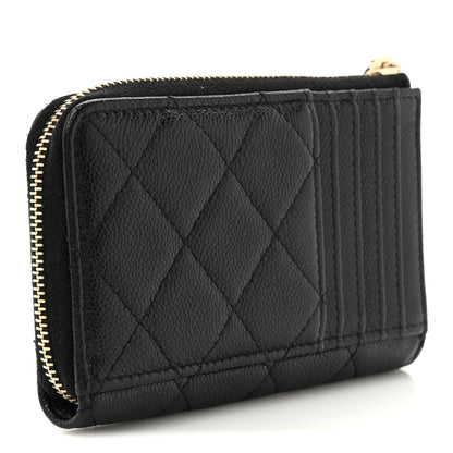 Chanel Caviar Quilted CC Zip Around Card Holder Black 3 of 7