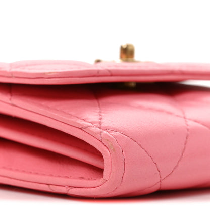 Chanel Lambskin Quilted Pearl Crush Card Holder With Chain Pink 8 of 9
