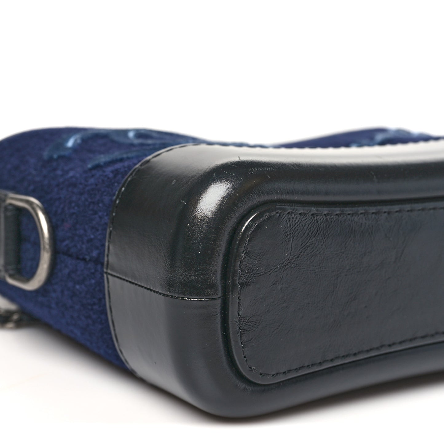 Calfskin Wool Embroidered Paris Hamburg Medium Gabrielle Hobo Dark Navy Blue