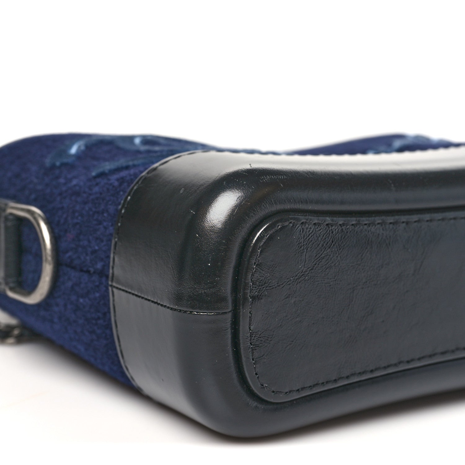 Chanel Calfskin Wool Embroidered Paris Hamburg Medium Gabrielle Hobo Dark Navy Blue 9 of 11