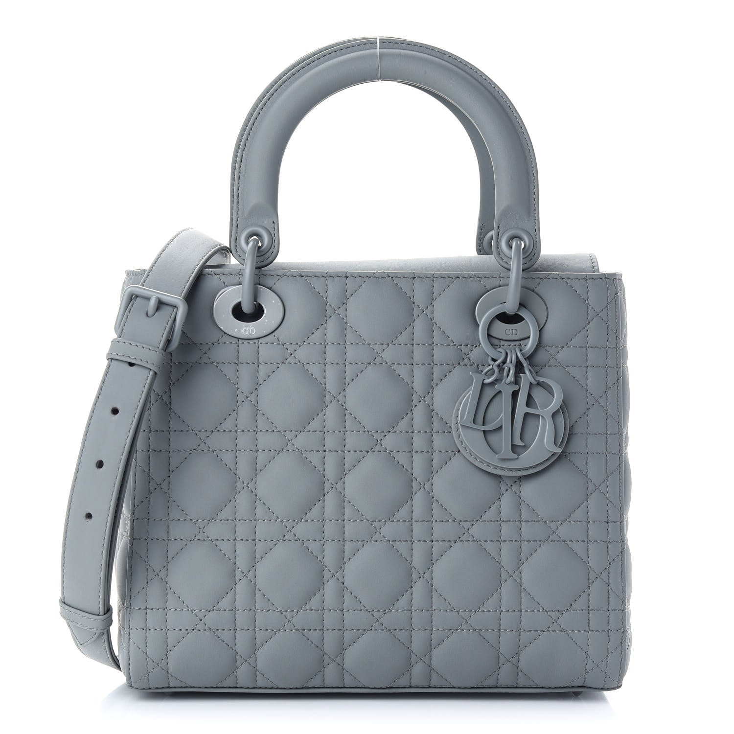 Christian Dior Ultra Matte Calfskin Cannage Medium Lady Dior Grey Stone 1 of 8