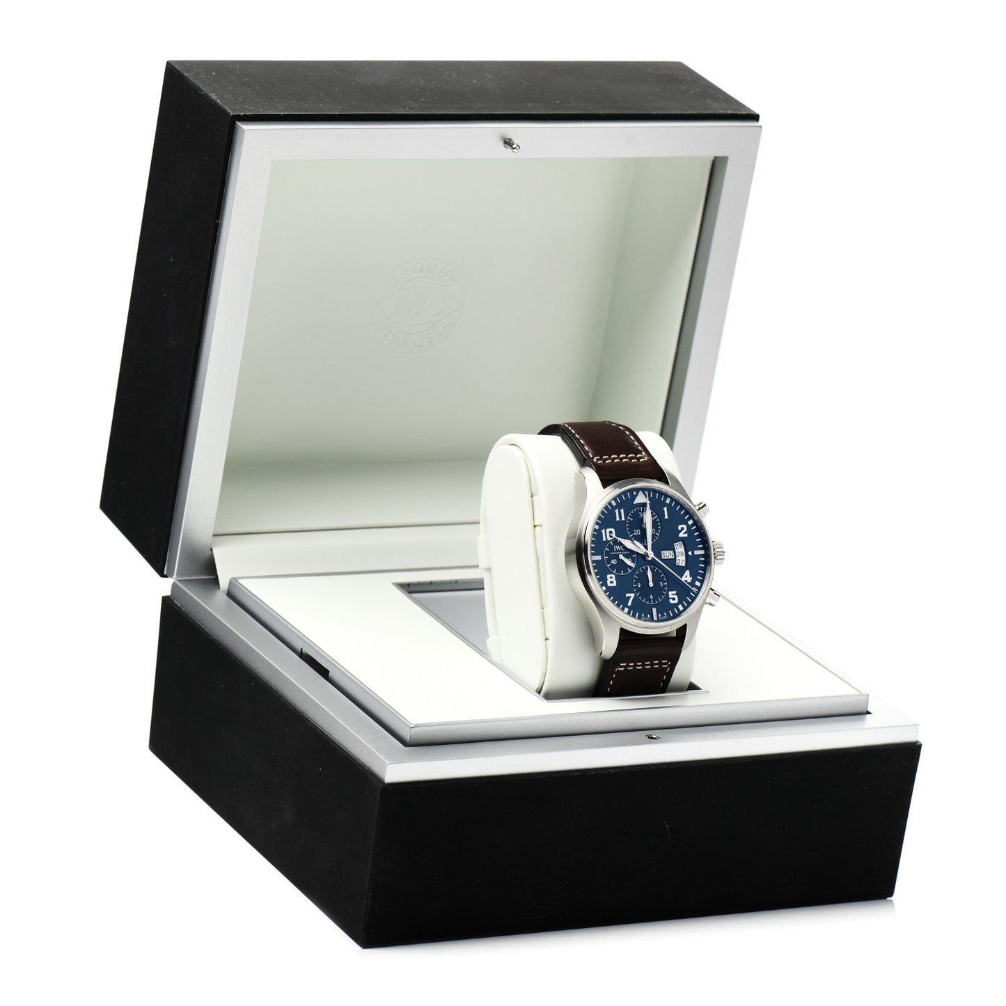 Stainless Steel Calfskin 43mm Pilot "Le Petit Prince" Chronograph Automatic Watch Blue IW377706