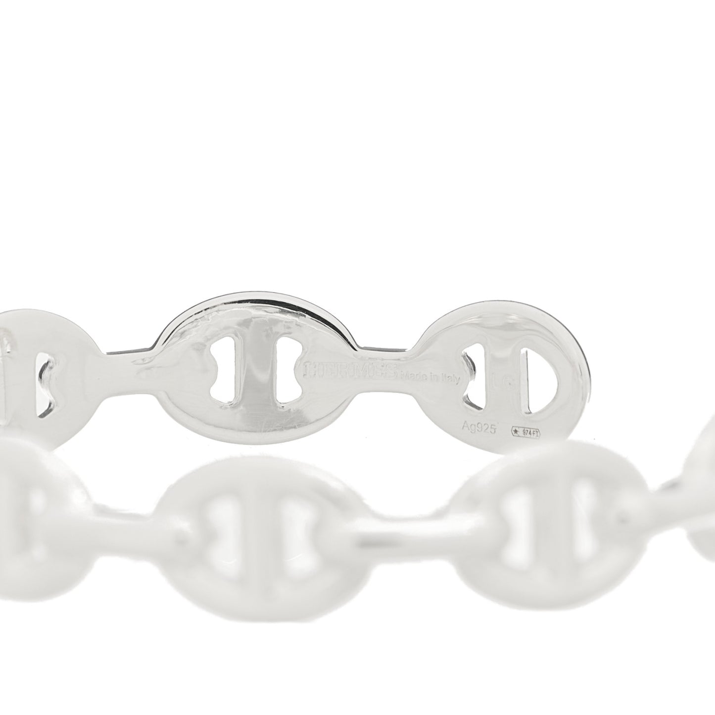 Sterling Silver MM Chaine d'Ancre Enchainee Cuff Bracelet LG