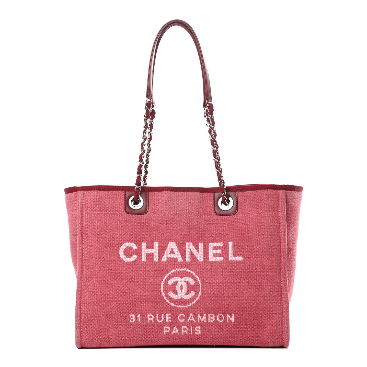 Chanel Canvas Small Deauville Tote Red 1 of 14