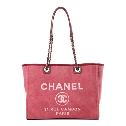 Chanel Canvas Small Deauville Tote Red 1 of 14
