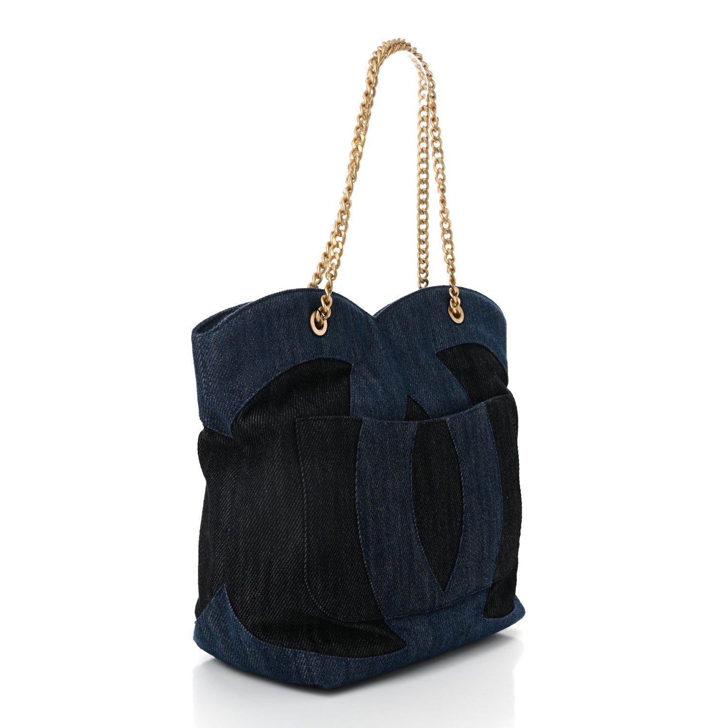Chanel Denim Large Two Tone CC Shopping Tote Blue 4 of 11