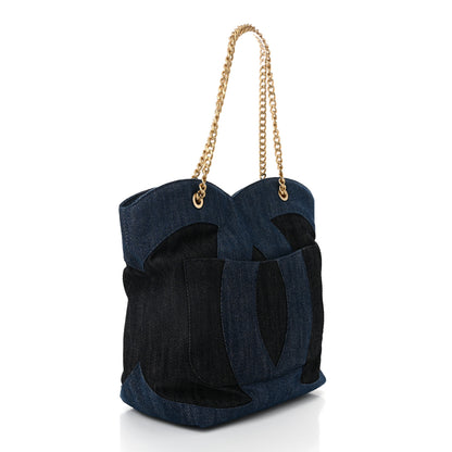 Chanel Denim Large Two Tone CC Shopping Tote Blue 4 of 11