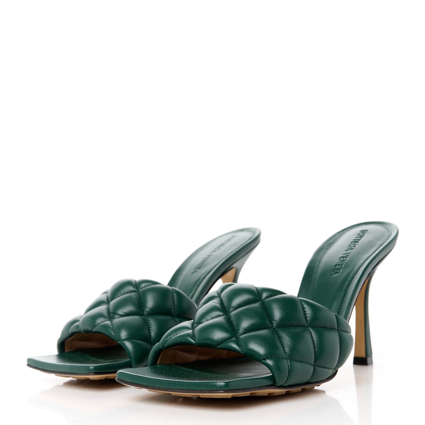 Nappa Matelasse Padded Mule Sandals 37.5 Pine Green