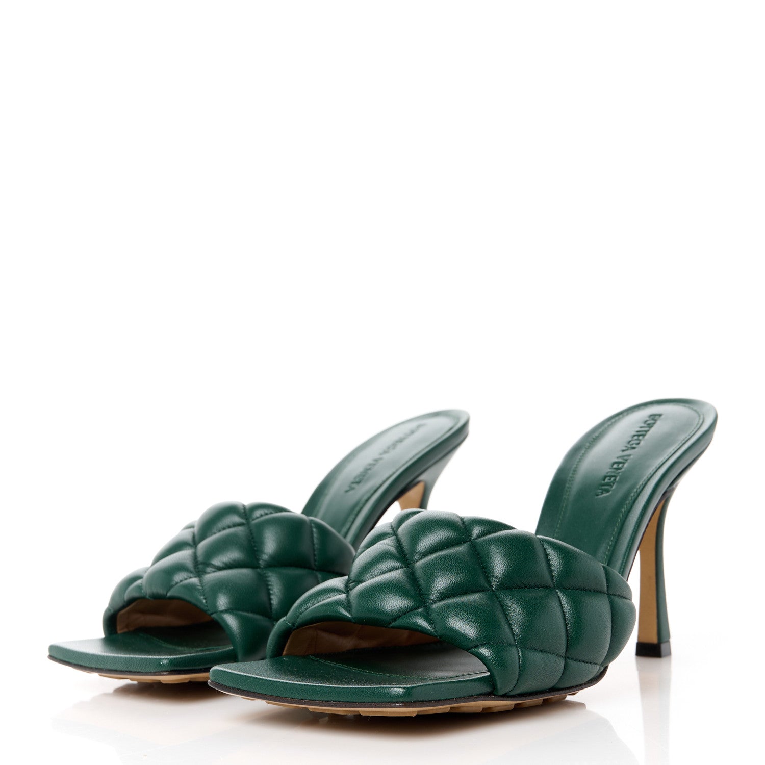Bottega Veneta Nappa Matelasse Padded Mule Sandals 37.5 Pine Green 3 of 9