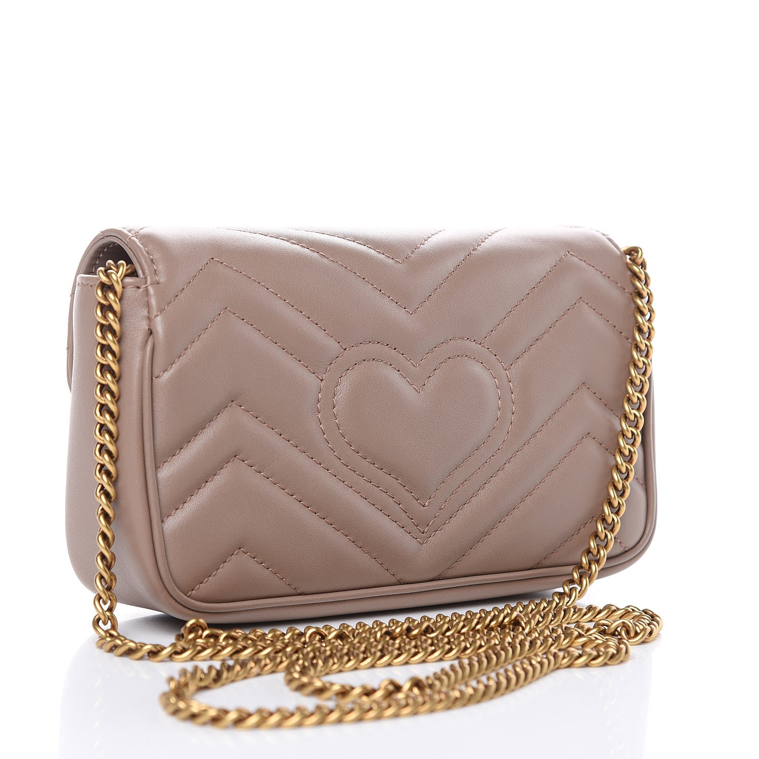 Gucci Calfskin Matelasse Super Mini GG Marmont Shoulder Bag Porcelain Rose 3 of 11