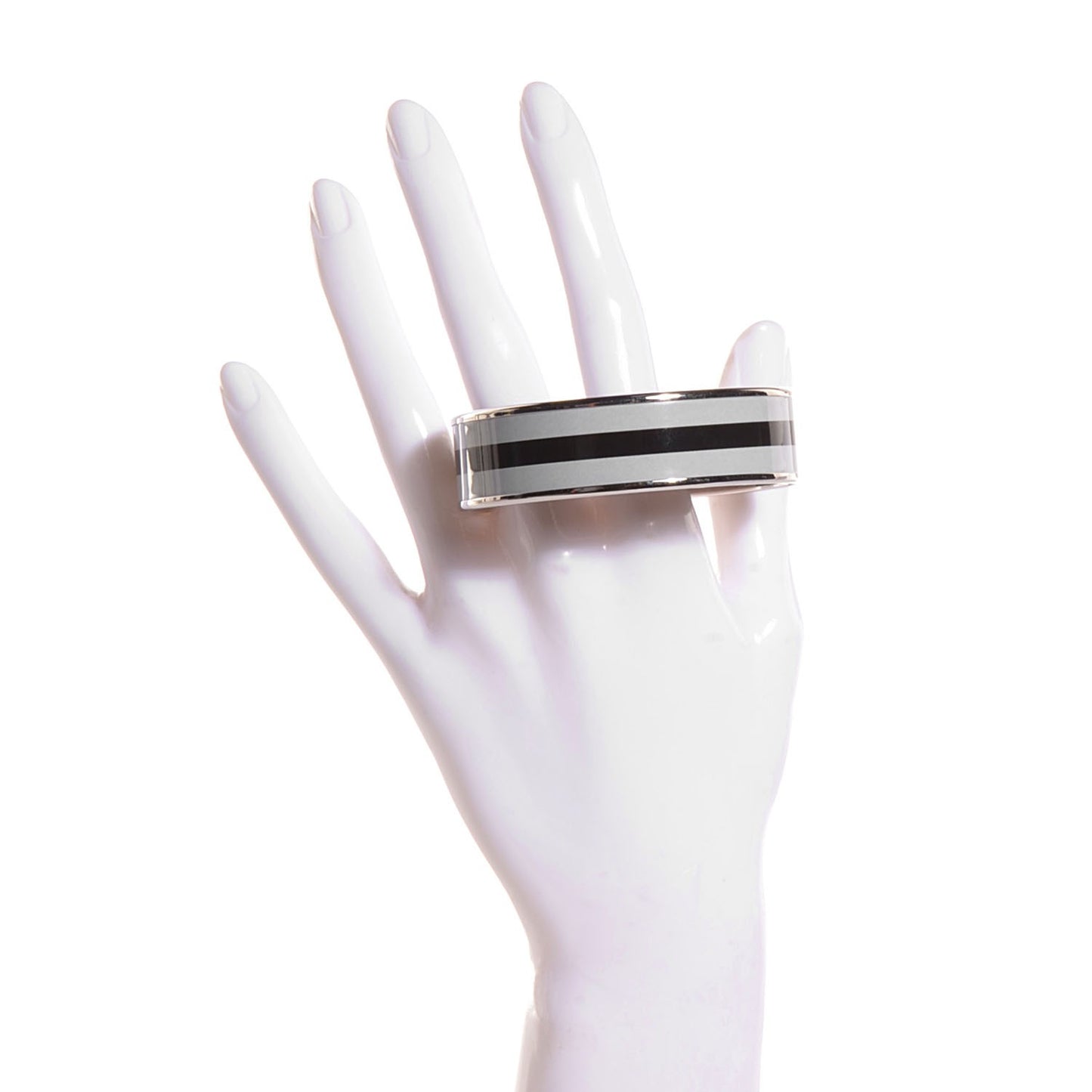 Enamel Wide Bangle Black Gray