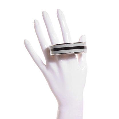Hermes Enamel Wide Bangle Black Gray 7 of 11
