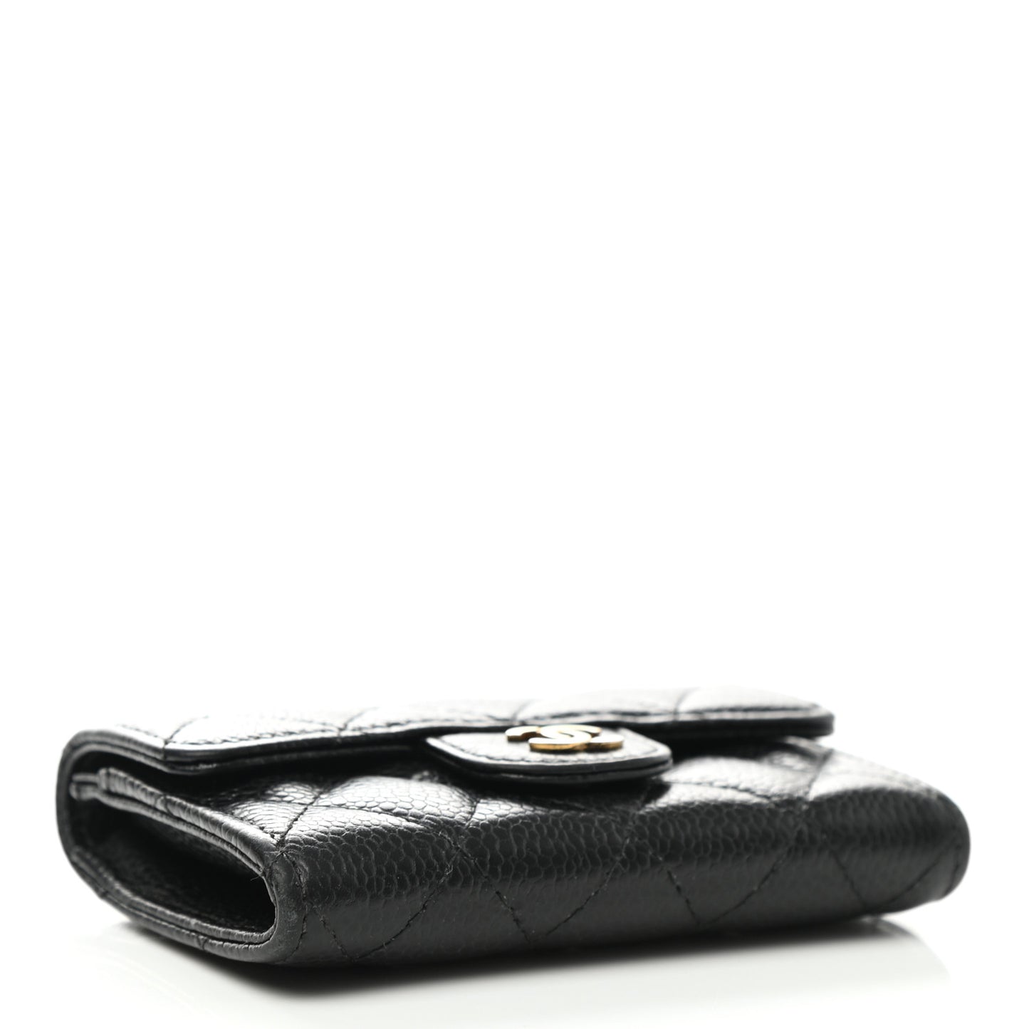 Caviar Quilted Flap Card Holder Black