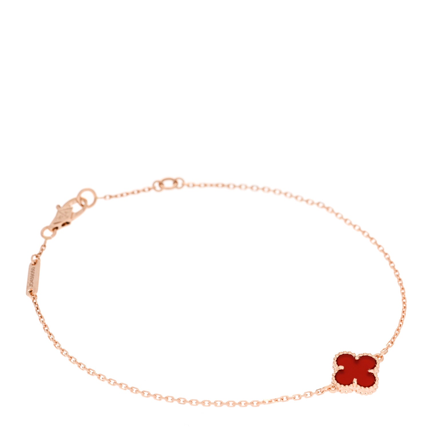Van Cleef & Arpels 18K Rose Gold Carnelian Sweet Alhambra Bracelet 1 of 5