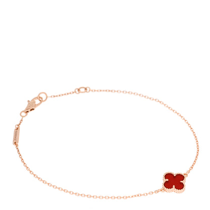 Van Cleef & Arpels 18K Rose Gold Carnelian Sweet Alhambra Bracelet 1 of 5