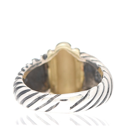 David Yurman Sterling Silver 14K Yellow Gold Cable Station Ring 54 7 3 of 4