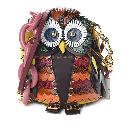 Burberry Suede Calfskin Watersnake The Owl Crossbody Bag Pale Apricot 1 of 9
