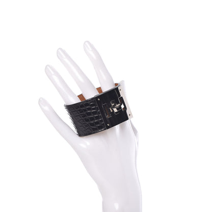 Hermes Matte Alligator Kelly Dog Cuff Black 2 of 6
