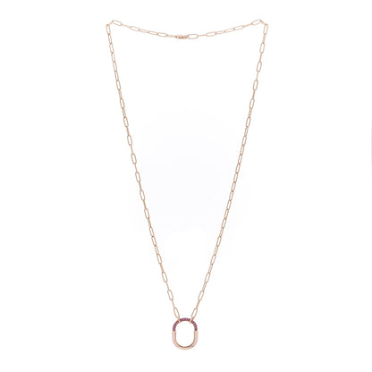 Tiffany 18K Rose Gold Pink Sapphire Small Lock Pendant Necklace 3 of 6