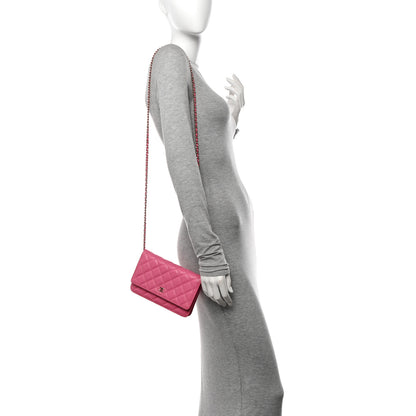 Chanel Caviar Quilted Wallet on Chain WOC Pink 2 of 13