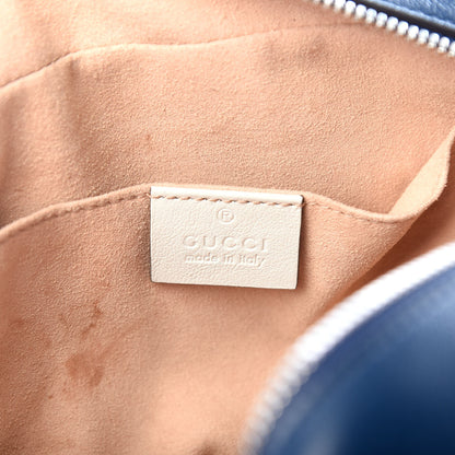 Gucci Vintage Effect Calfskin Matelasse Diagonal Small Torchon GG Marmont Chain Shoulder Bag Blue Agata Mystic White 6 of 10