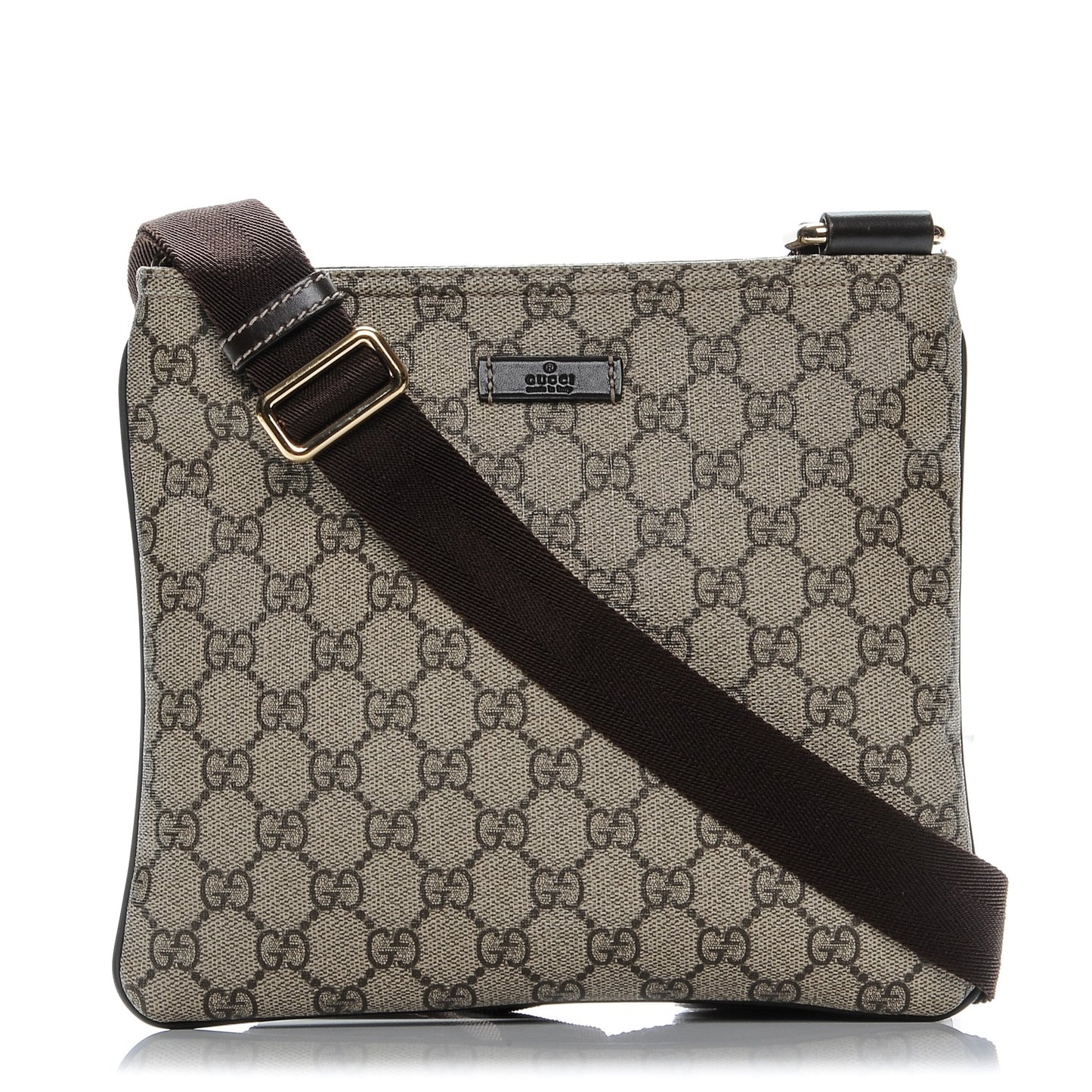 GG Supreme Monogram Small Flat Messenger Bag Dark Brown
