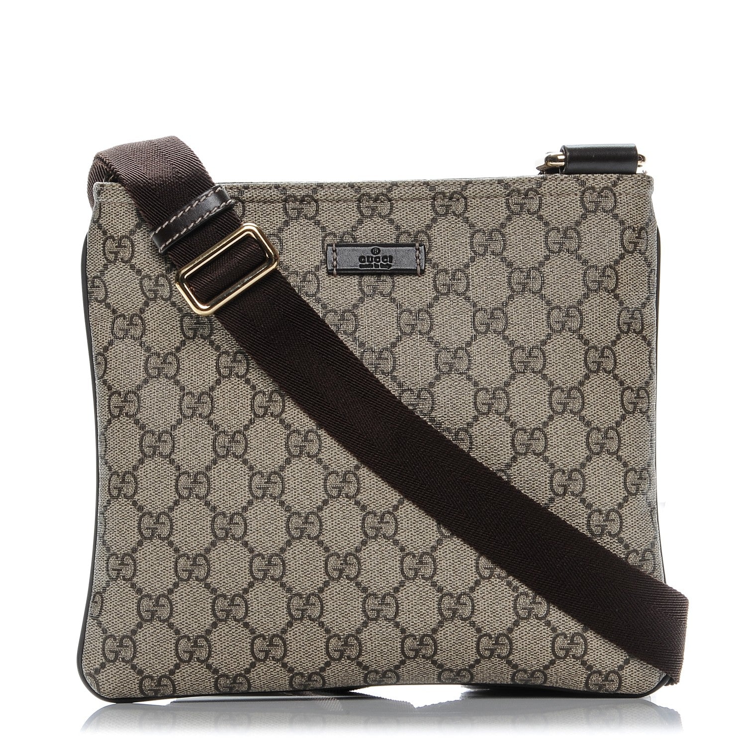 Gucci GG Supreme Monogram Small Flat Messenger Bag Dark Brown 1 of 7