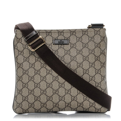 Gucci GG Supreme Monogram Small Flat Messenger Bag Dark Brown 1 of 7