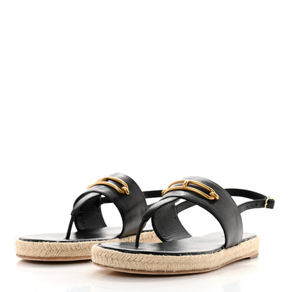 Hermes Goatskin Eloise Espadrille Sandals 41 Black 3 of 9
