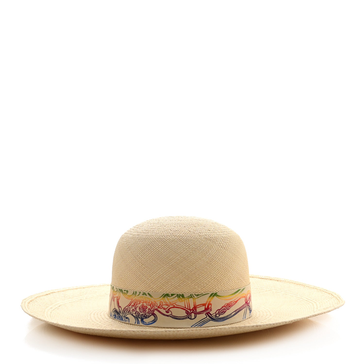 Hermes Straw Panama Brisa Brides De Gala Hat 58 Naturel Multicolore 5 of 8