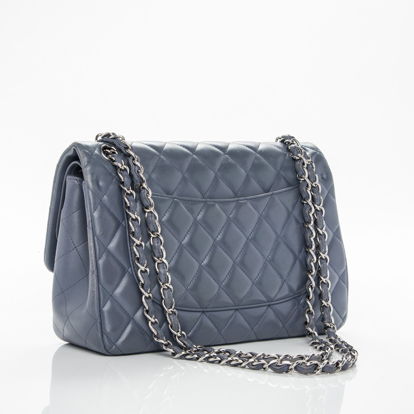 Lambskin Quilted Jumbo Double Flap Purple