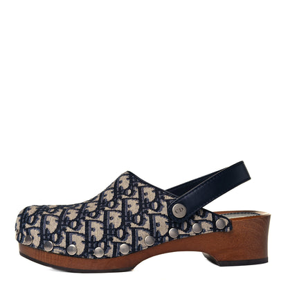 Christian Dior Canvas Oblique Diorquake 20mm Slingback Clogs 39 Deep Blue 1 of 7