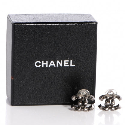 Chanel Ruthenium CC Spike Clip On Earrings 6 of 13