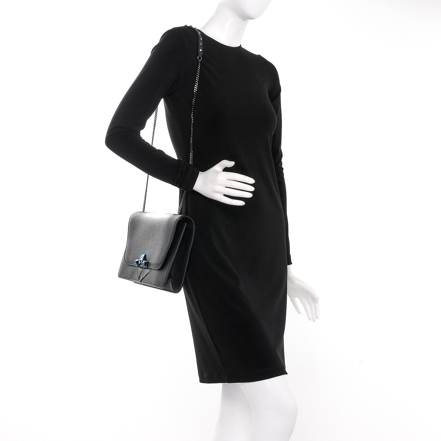 Valentino Garavani Patent Pebbled Calfskin Medium Rockstud Demilune Shoulder Bag Black 2 of 7