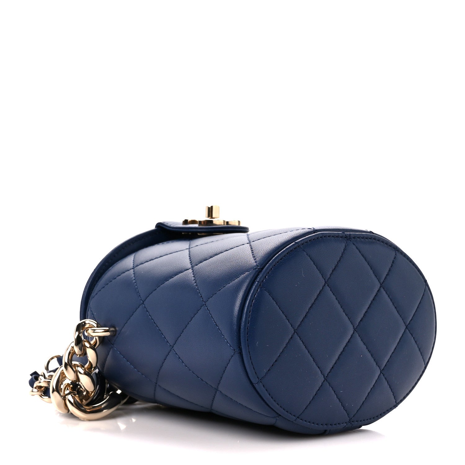 Chanel Lambskin Resin Elegant Chain Vanity Case Blue 4 of 13