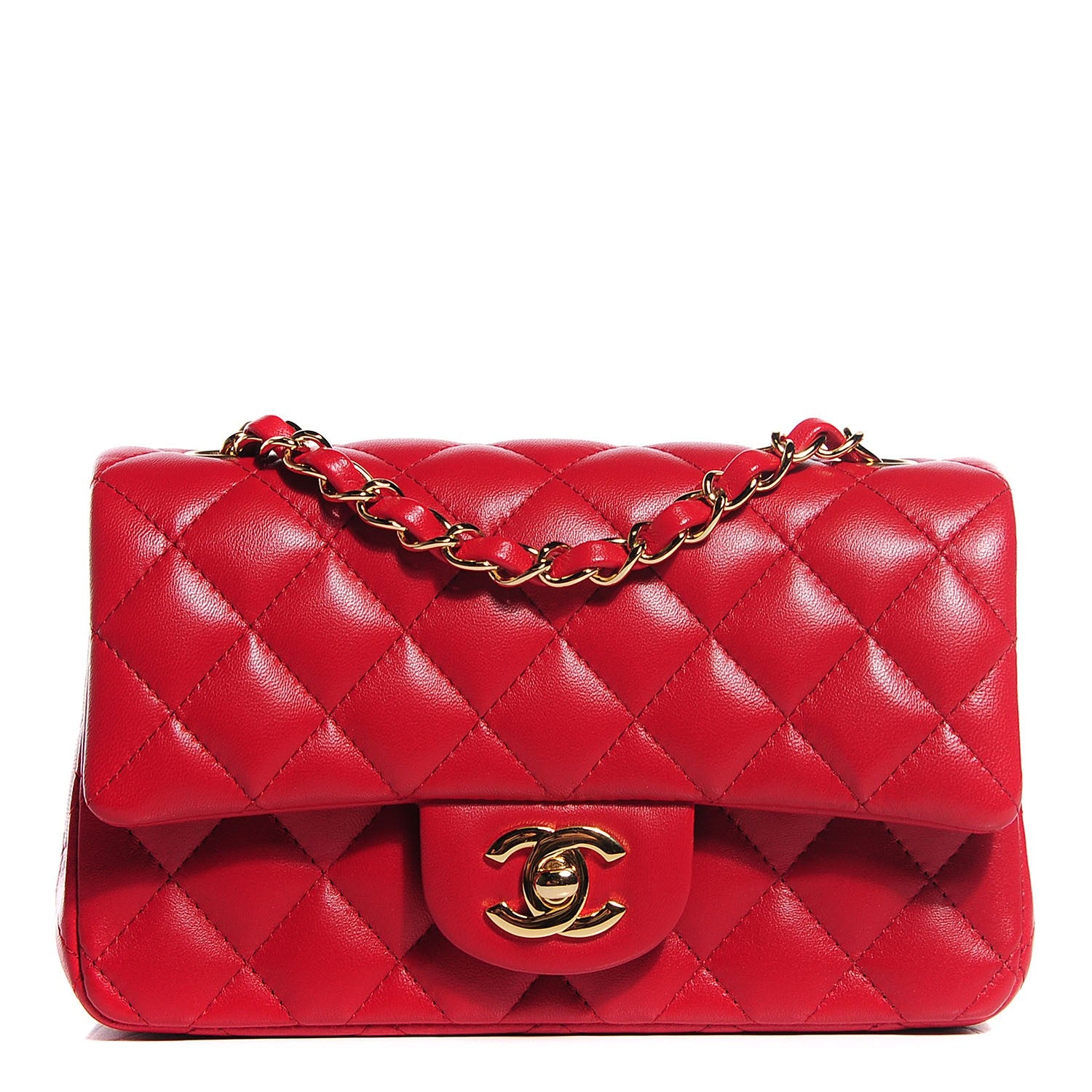 Chanel Lambskin Quilted Mini Rectangular Flap Red 1 of 8
