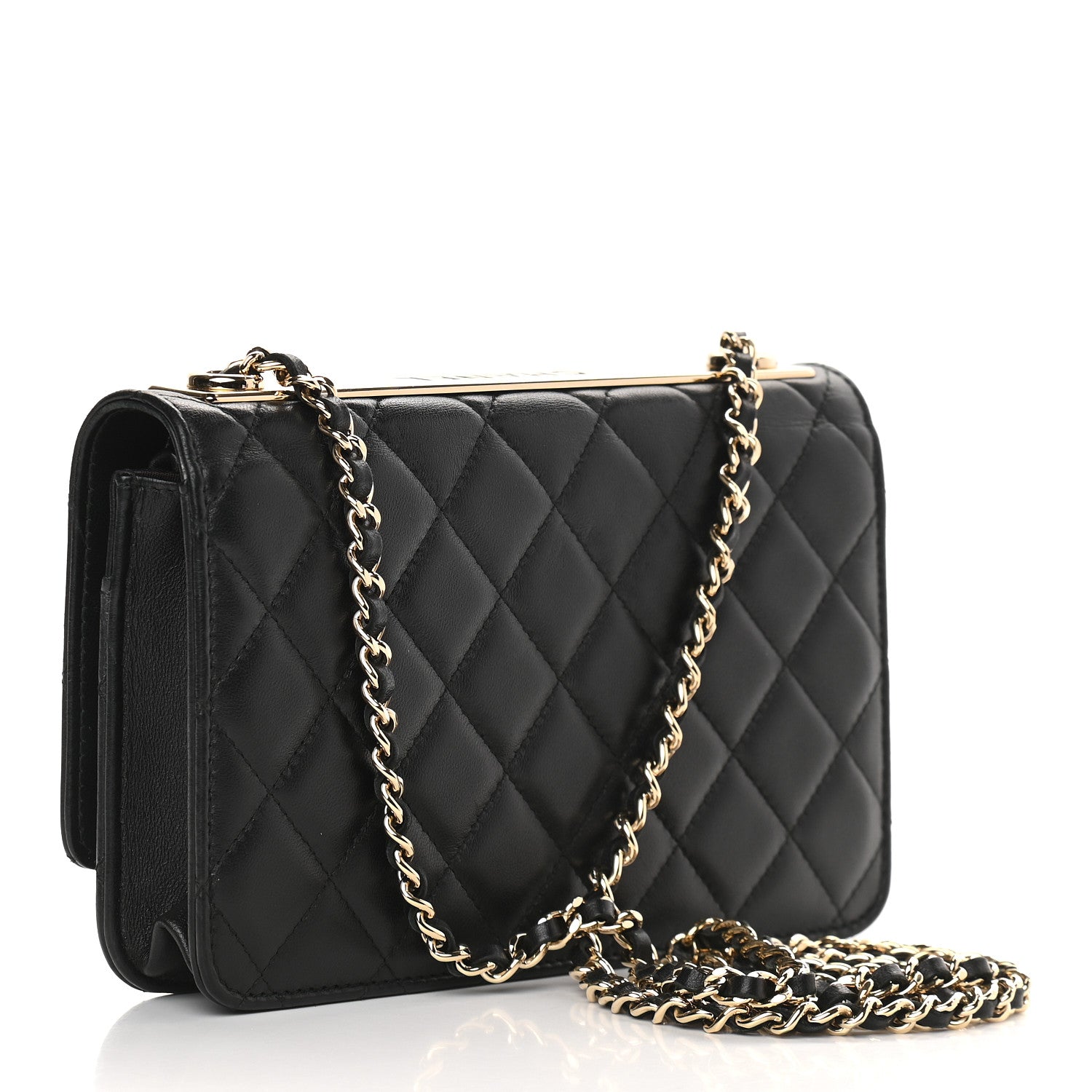Chanel Lambskin Quilted Trendy CC Wallet On Chain WOC Black 2 of 9