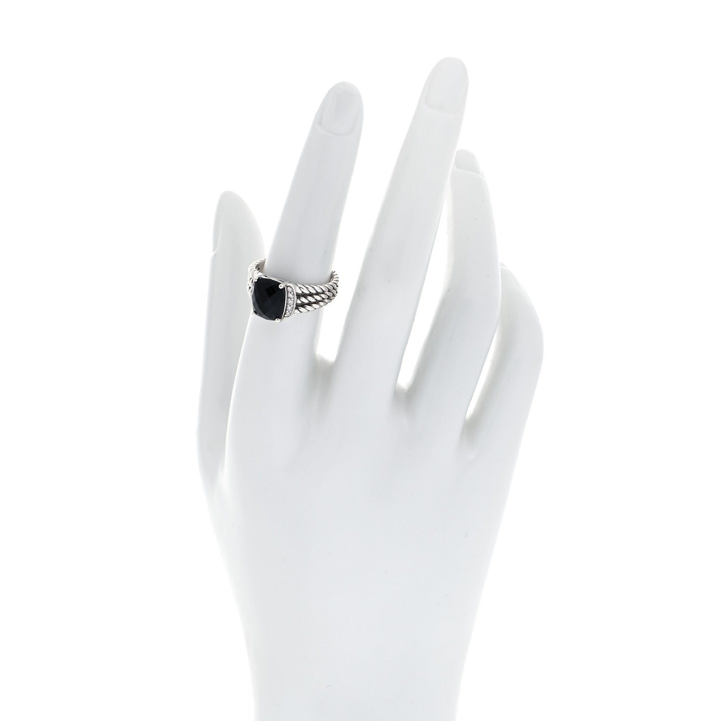 Sterling Silver Diamond Black Onyx 10mm Petite Wheaton Ring 54 6.75