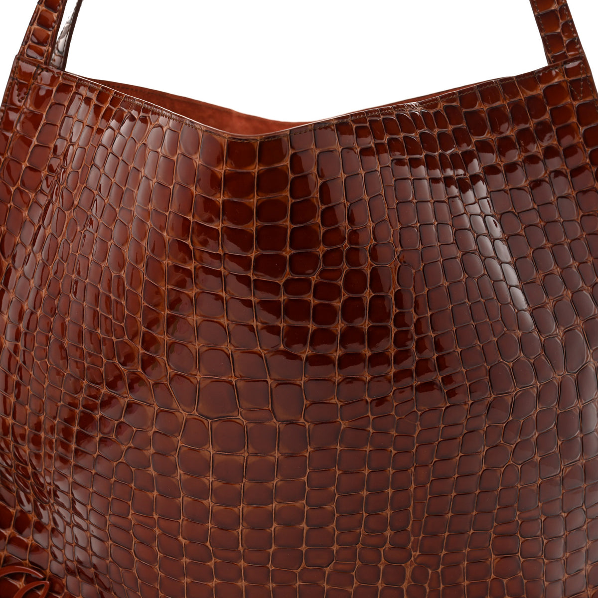 Christian Louboutin Patent Calfskin Crocodile Embossed Le 54 Tote Acajou 8 of 12