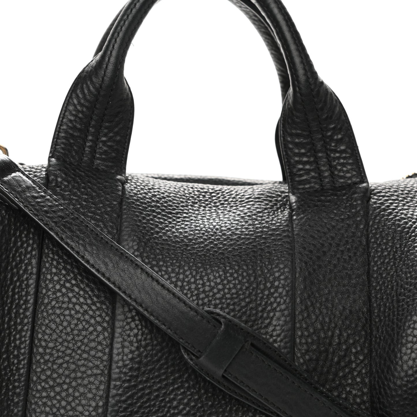 Pebbled Lambskin Rocco Black Pale Gold Hardware